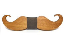 Wooden Mustache Bow Tie (Natural)