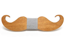 Wooden Mustache Bow Tie (Natural)