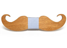 Wooden Mustache Bow Tie (Natural)