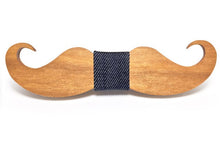 Wooden Mustache Bow Tie (Natural)