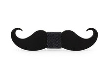 Wooden Mustache Bow Tie (Dark)